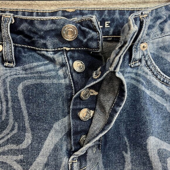 Aeropostale Jean Short Women Size 4 Blue Printed Boyfriend Cutoff Button Fly - Picture 14 of 16
